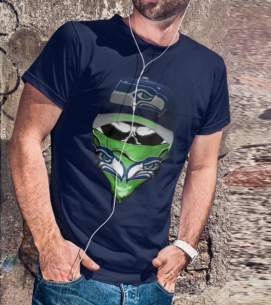 Seattle Seahawks Logo Hat And Bandana T-Shirt