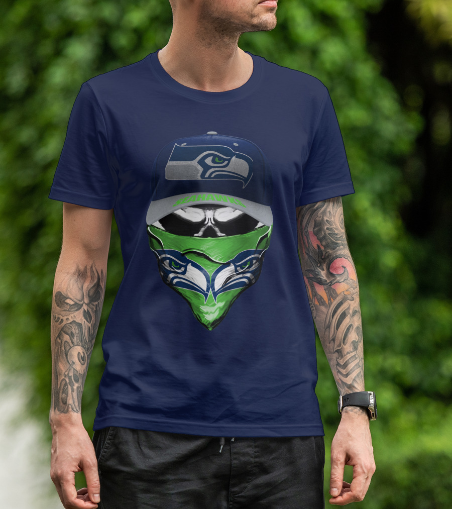 Seattle Seahawks Logo Hat And Bandana T-Shirt