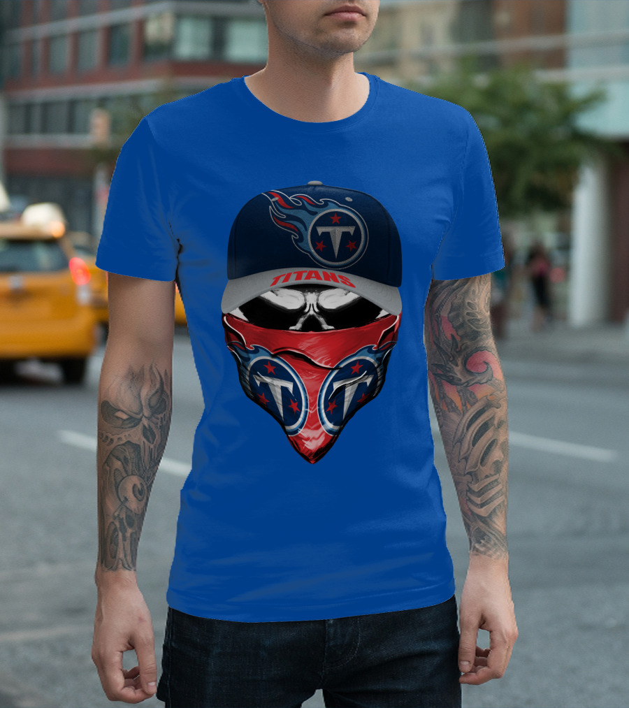 Tennessee Titans Logo Bandana And Cap Combination T-Shirt