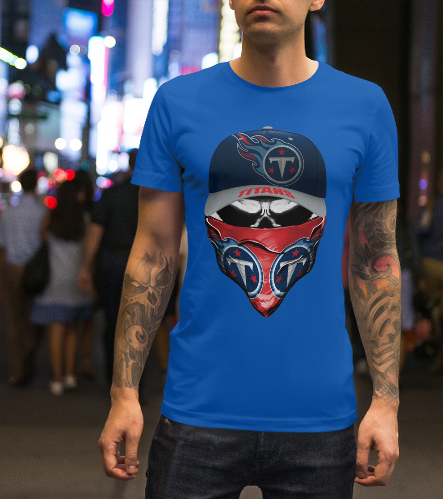 Tennessee Titans Logo Bandana And Cap Combination T-Shirt