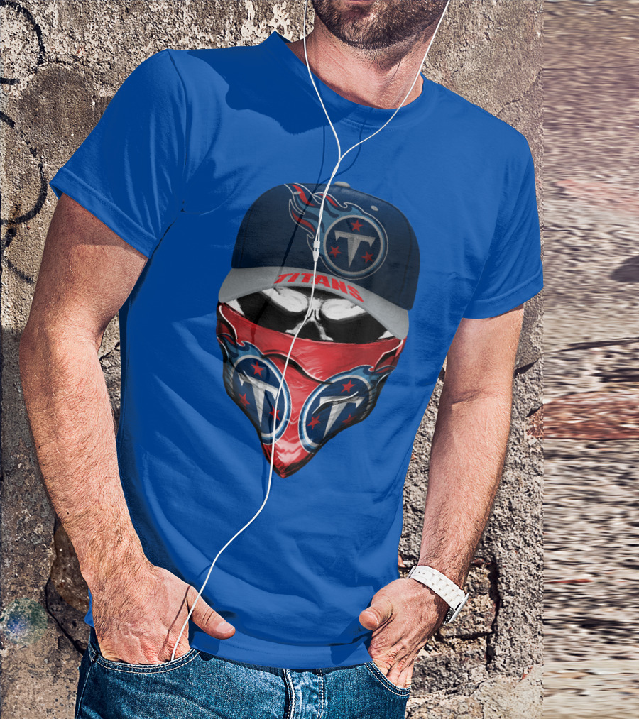Tennessee Titans Logo Bandana And Cap Combination T-Shirt