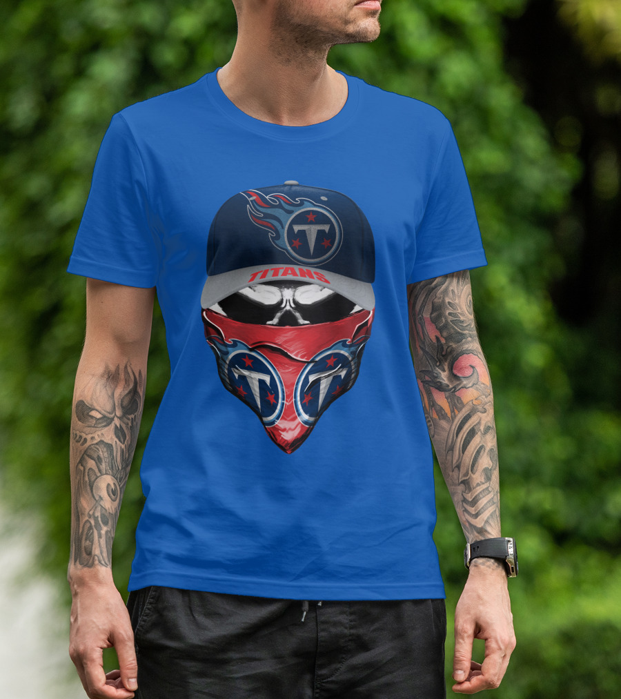 Tennessee Titans Logo Bandana And Cap Combination T-Shirt