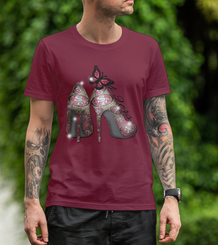 San Francisco 49ers High Heels Butterfly Sparkle T-Shirt