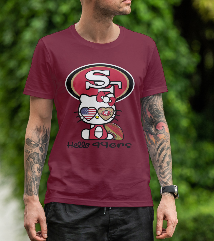Hello 49ers San Francisco 49ers Football Fan Heart Kitty T-Shirt