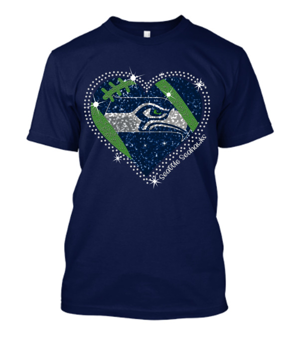 Seattle Seahawks Heart Sparkle Football T-Shirt