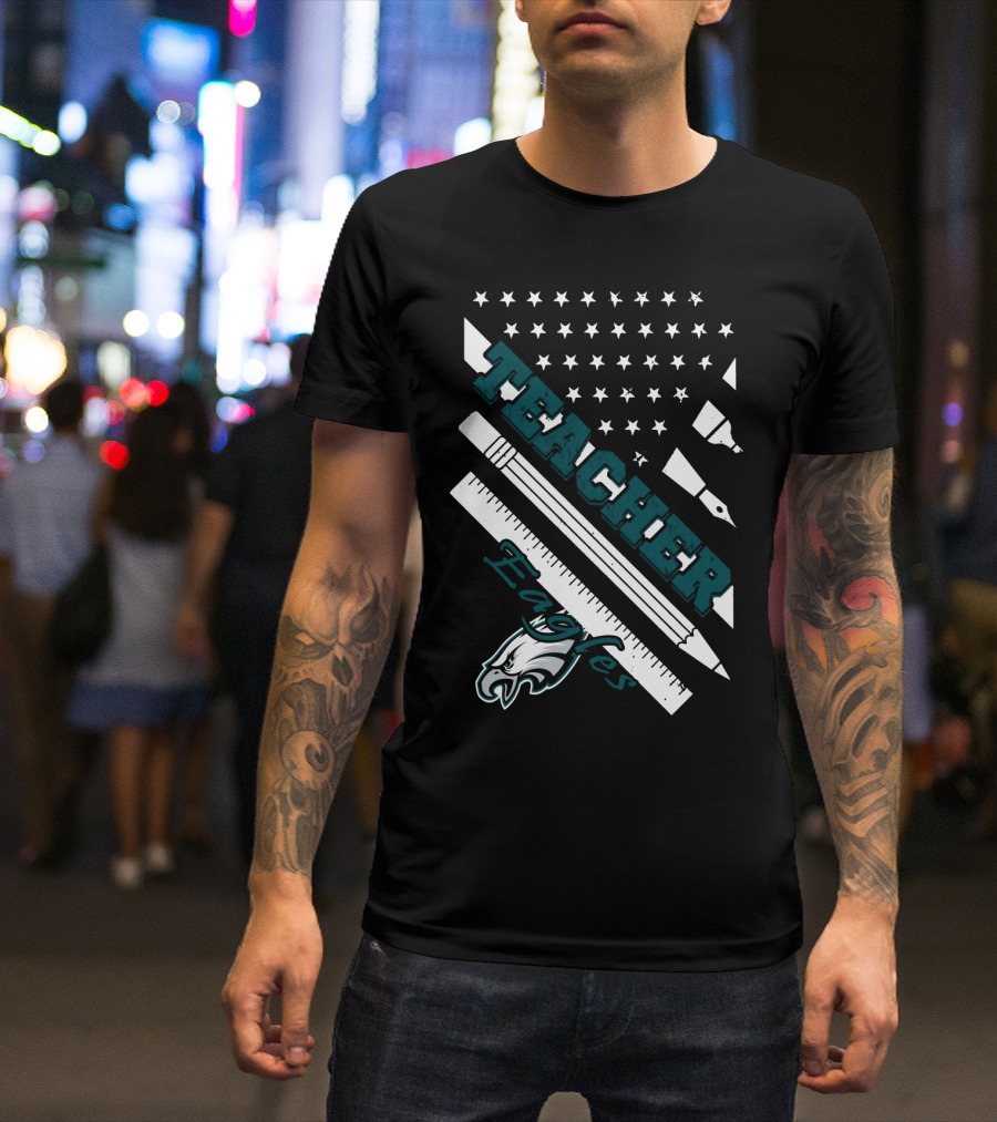 Philadelphia Eagles Teacher Usa Flag T-Shirt