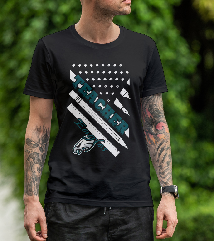 Philadelphia Eagles Teacher Usa Flag T-Shirt