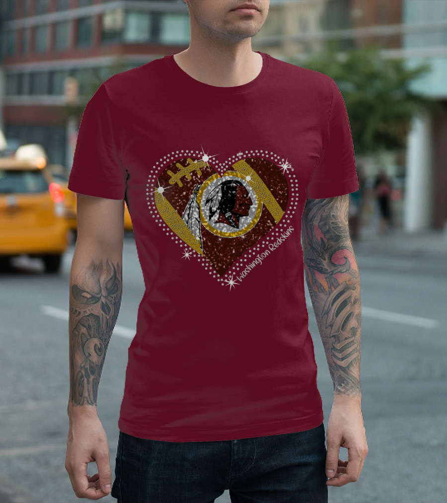 Washington Redskins Heart Football T-Shirt