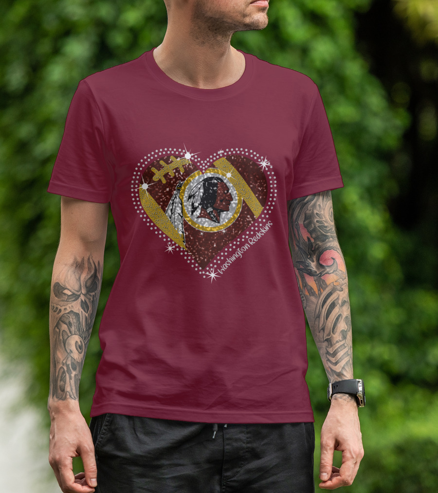 Washington Redskins Heart Football T-Shirt