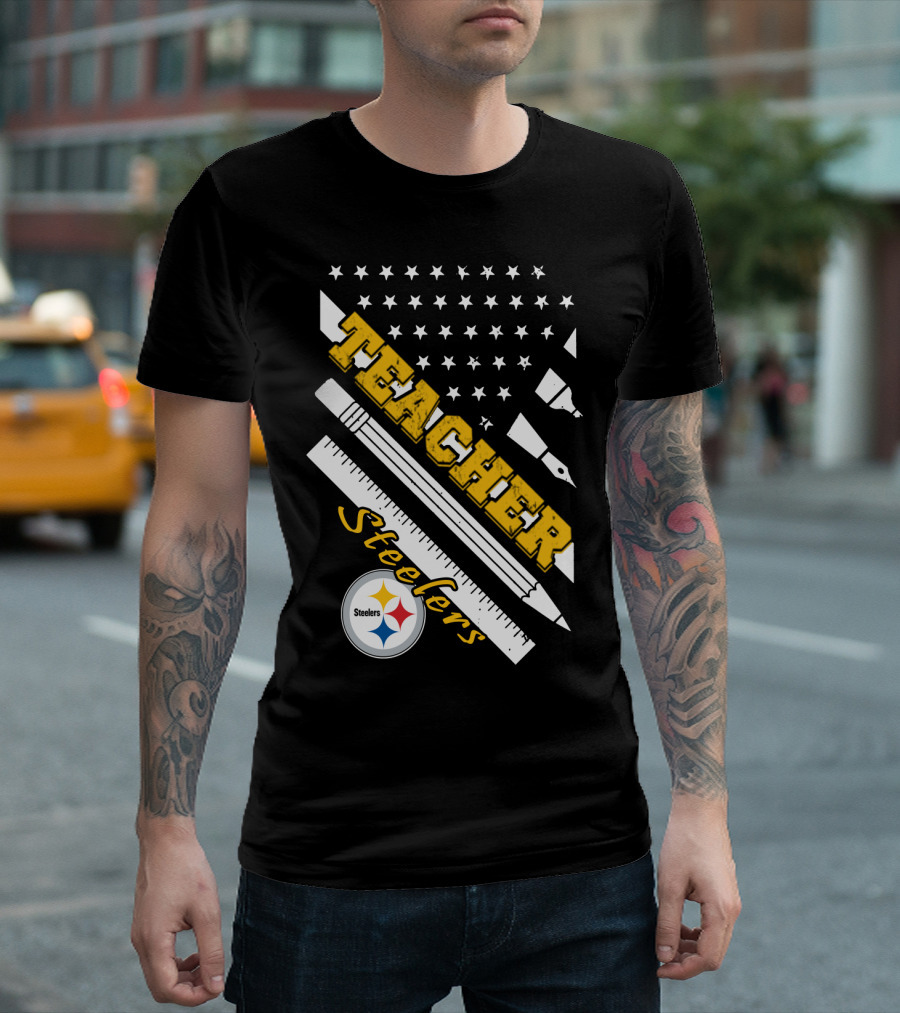 Pittsburgh Steelers Teacher Stars And Supplies T-Shirt