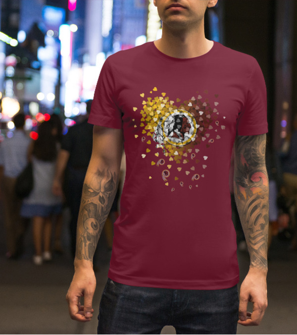 Washington Redskins Heart-Shaped Design With Logo And Colorful Hearts T-Shirt