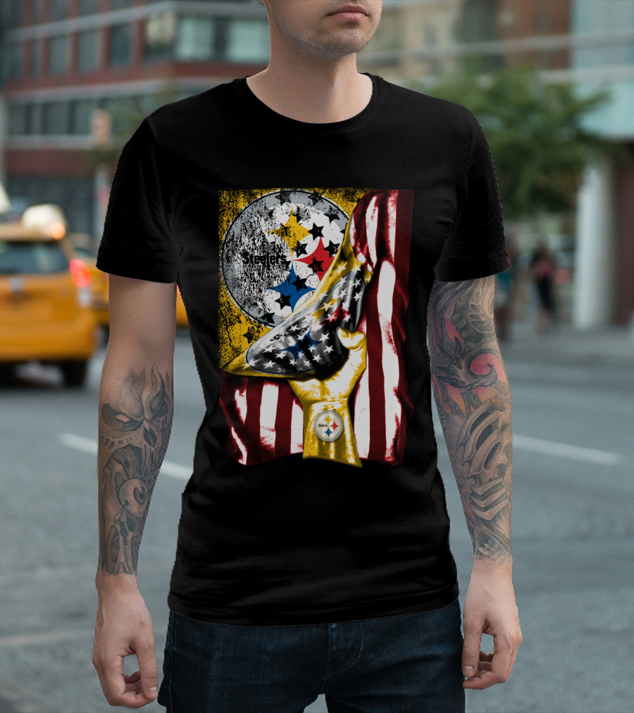 Pittsburgh Steelers American Flag Trophy T-Shirt