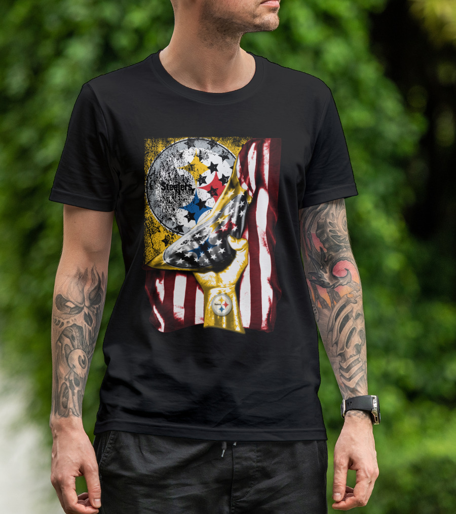 Pittsburgh Steelers American Flag Trophy T-Shirt