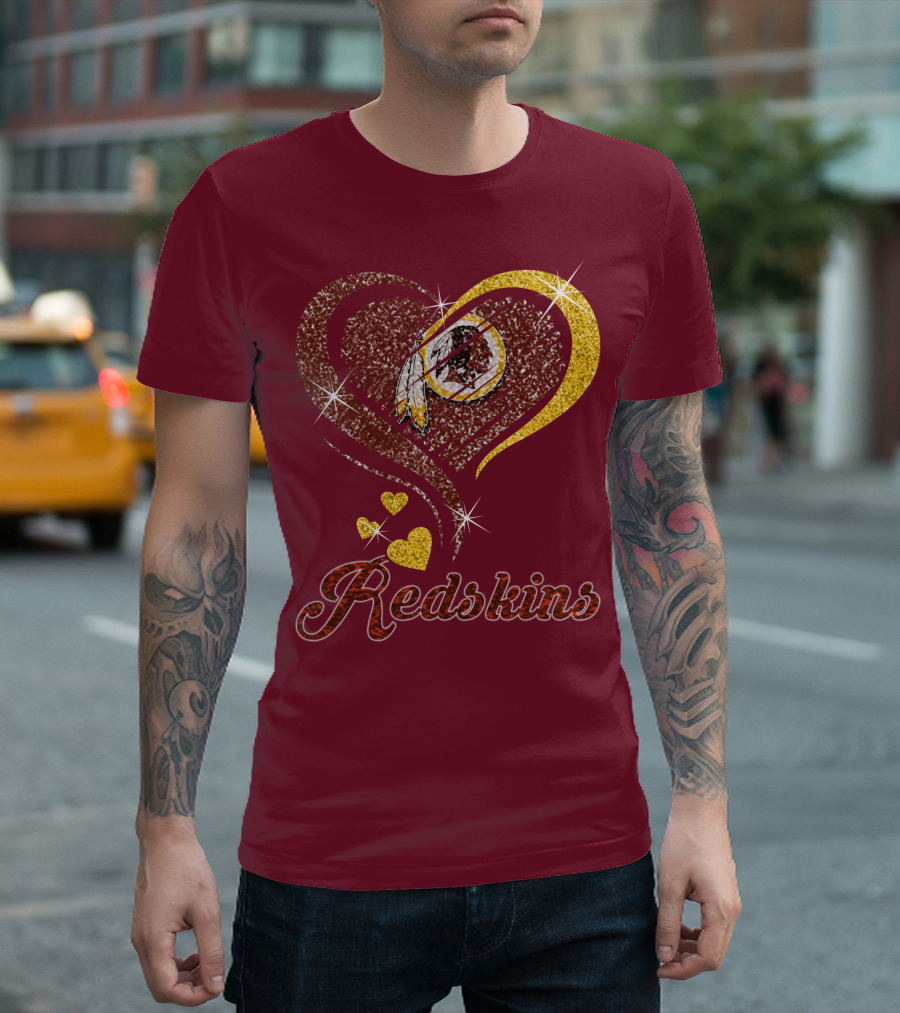 Redskins Heart Gold Football Team T-Shirt