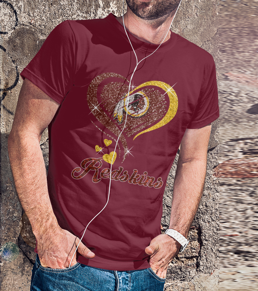 Redskins Heart Gold Football Team T-Shirt