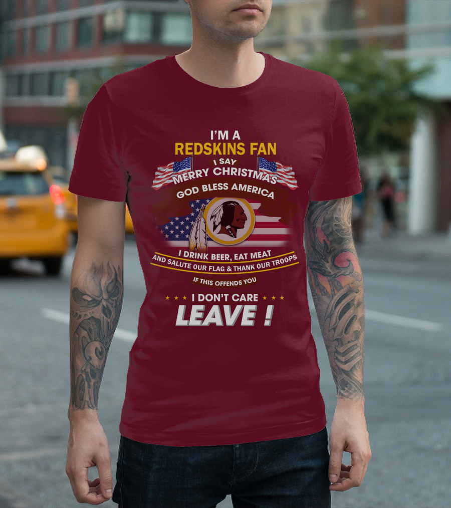 I'm A Redskins Fan Merry Christmas God Bless America T-Shirt