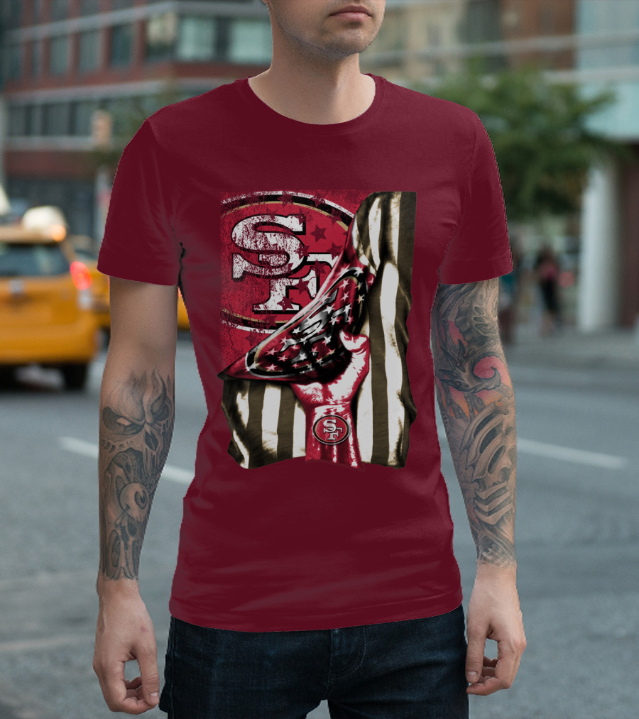San Francisco 49ers Sf Hand Flag Stars Stripes T-Shirt