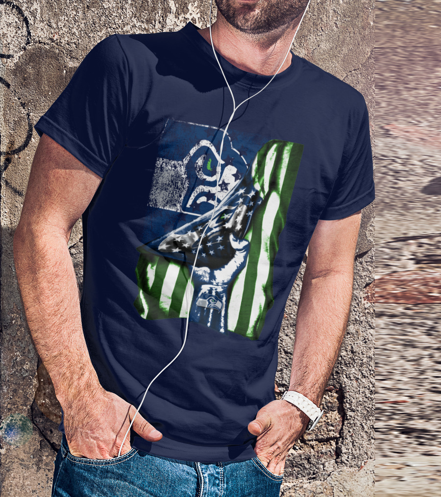Seattle Seahawks American Flag Fist T-Shirt