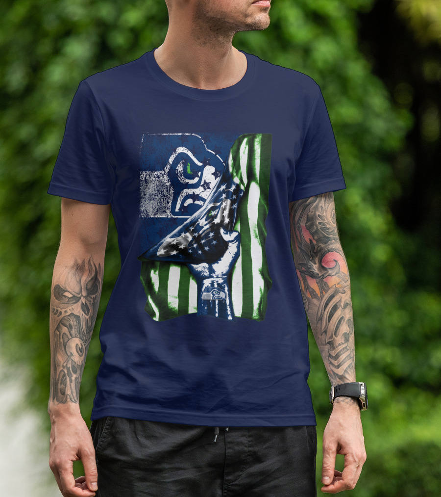 Seattle Seahawks American Flag Fist T-Shirt