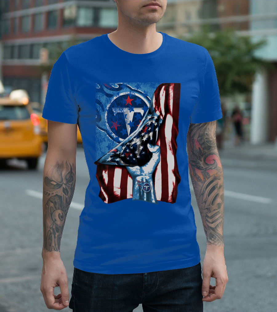 Tennessee Titans American Flag Stars And Stripes Team T-Shirt