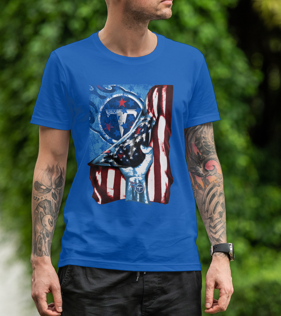 Tennessee Titans American Flag Stars And Stripes Team T-Shirt