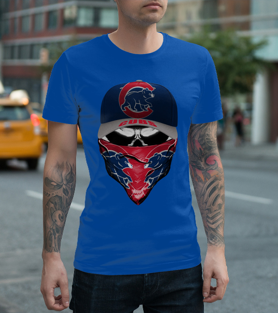 Chicago Cubs Bear Logo Cap And Bandana Combo T-Shirt