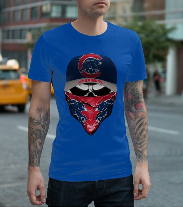 Chicago Cubs Bear Logo Cap And Bandana Combo T-Shirt