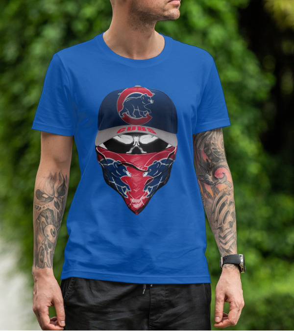 Chicago Cubs Bear Logo Cap And Bandana Combo T-Shirt