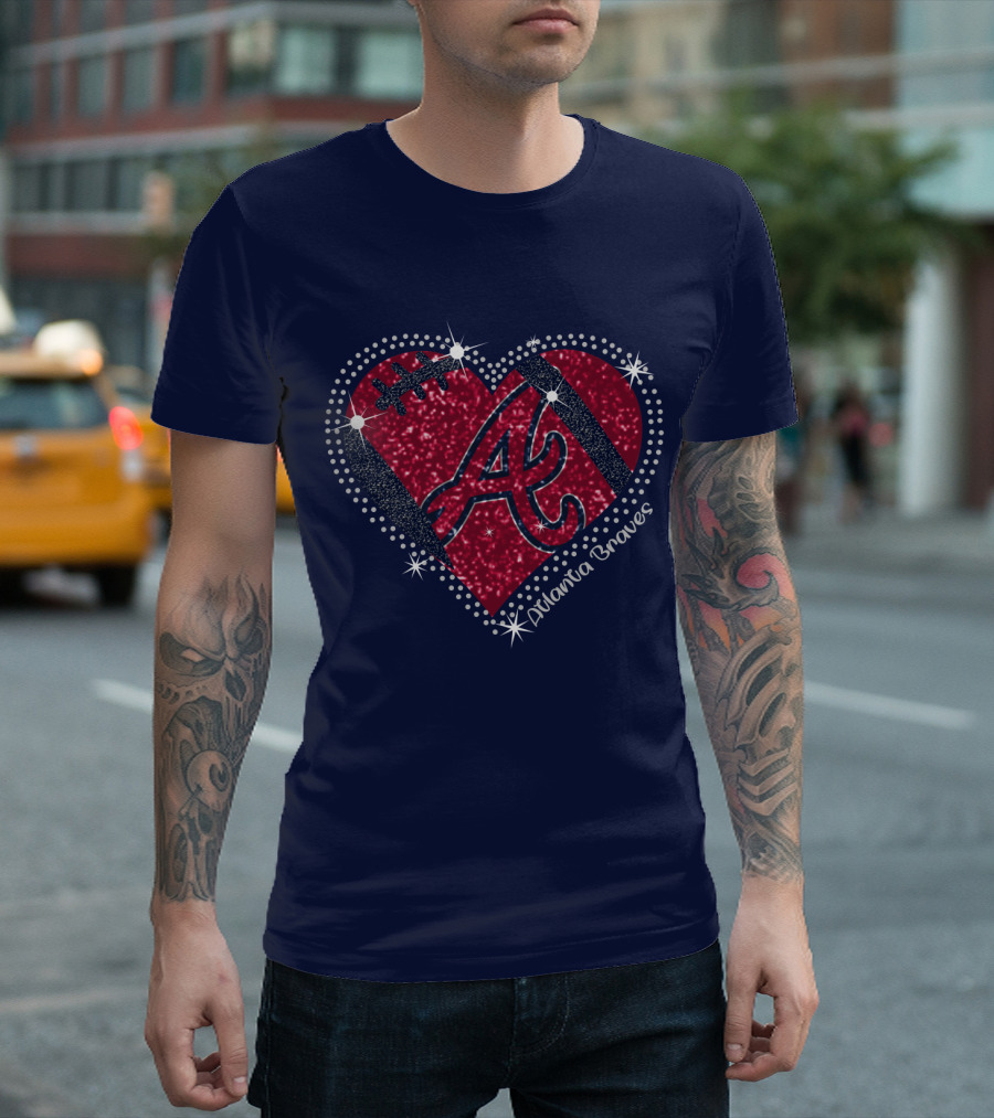 Atlanta Braves Heart With Sparkling Baseball T-Shirt