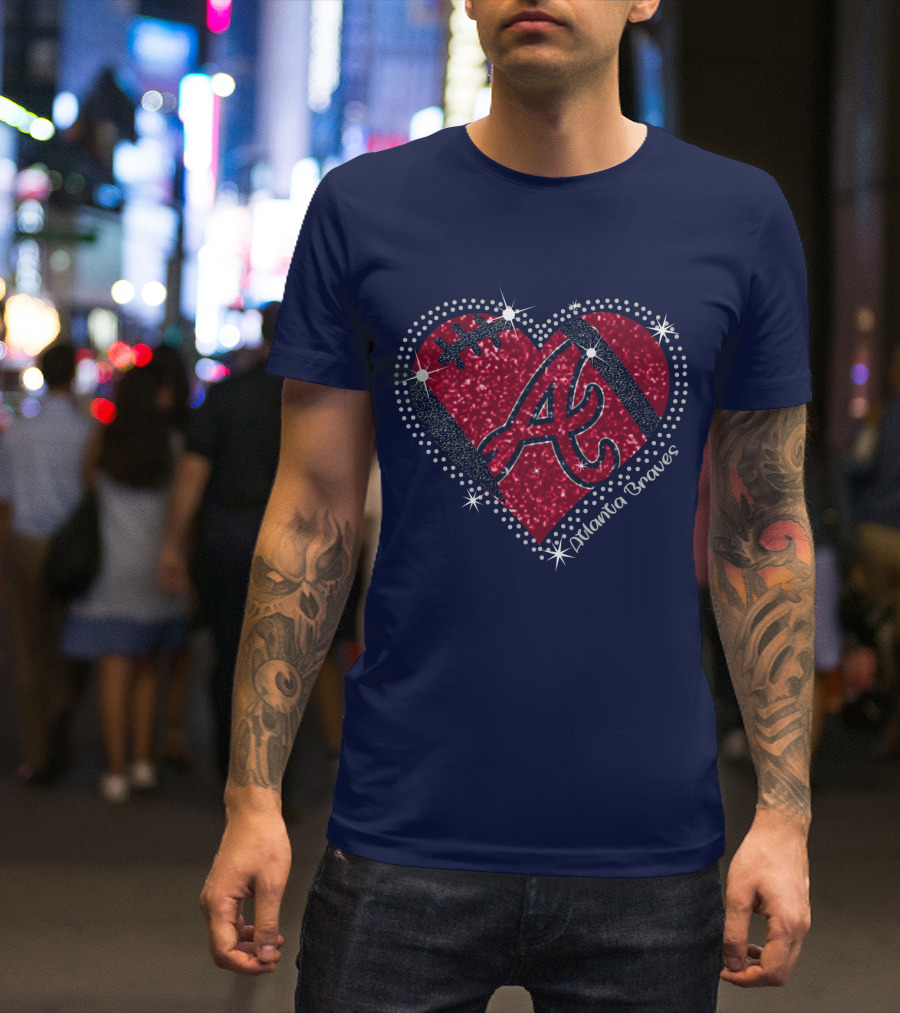 Atlanta Braves Heart With Sparkling Baseball T-Shirt