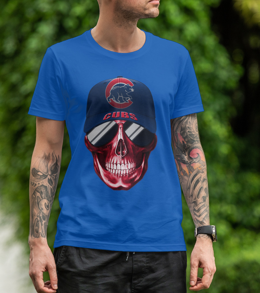 Chicago Cubs Skull Cap T-Shirt