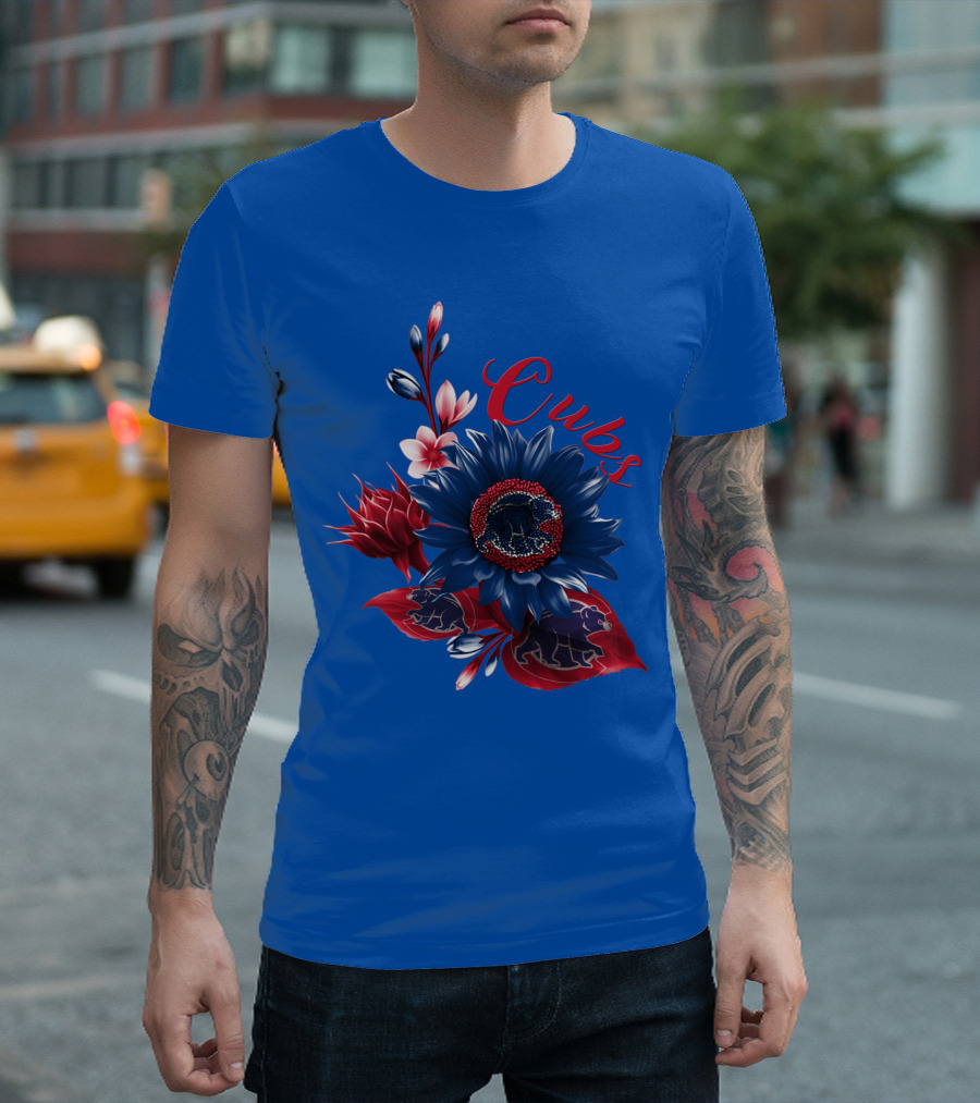 Cubs Blue And Red Floral T-Shirt