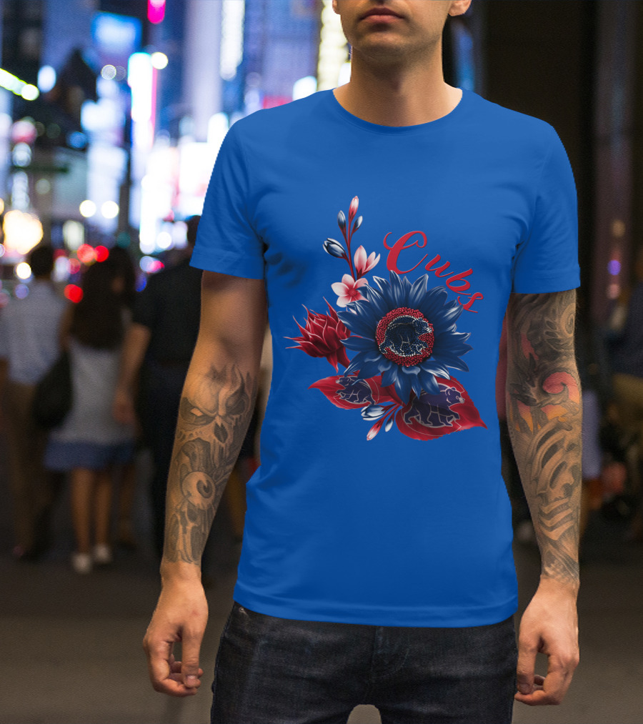 Cubs Blue And Red Floral T-Shirt