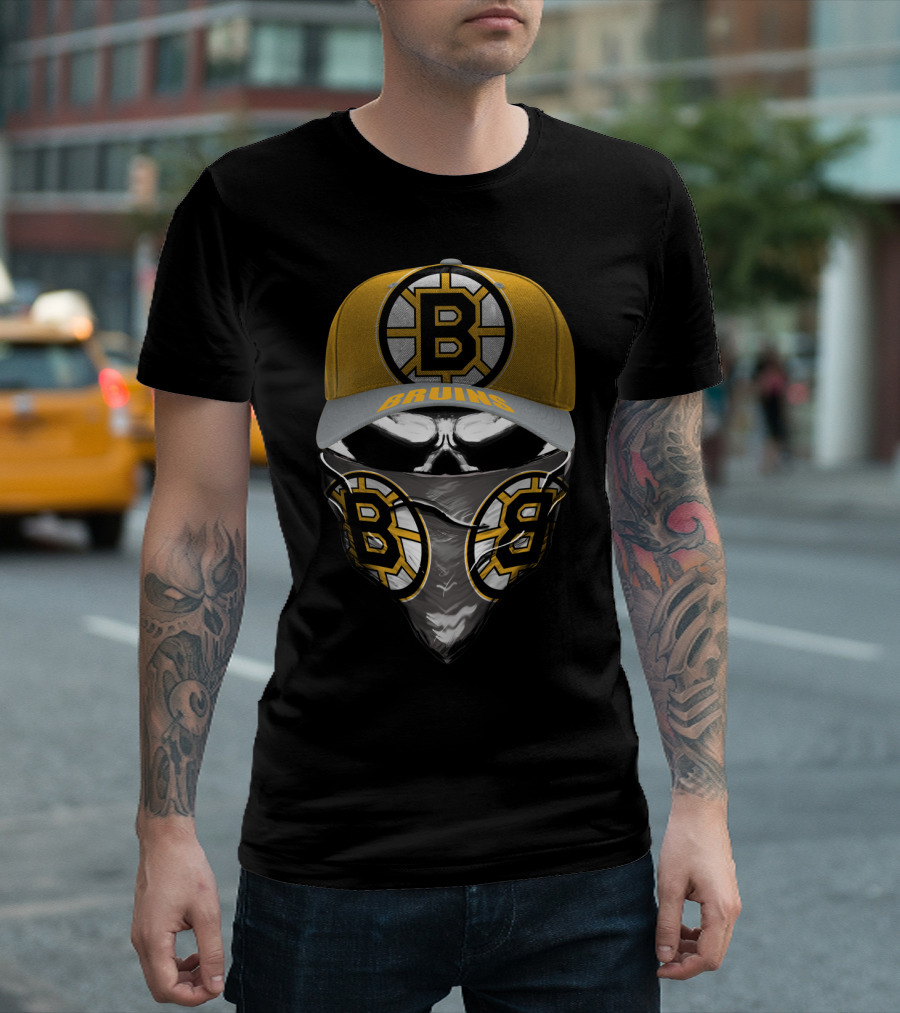 Boston Bruins Hat And Bandana Set With Iconic B T-Shirt