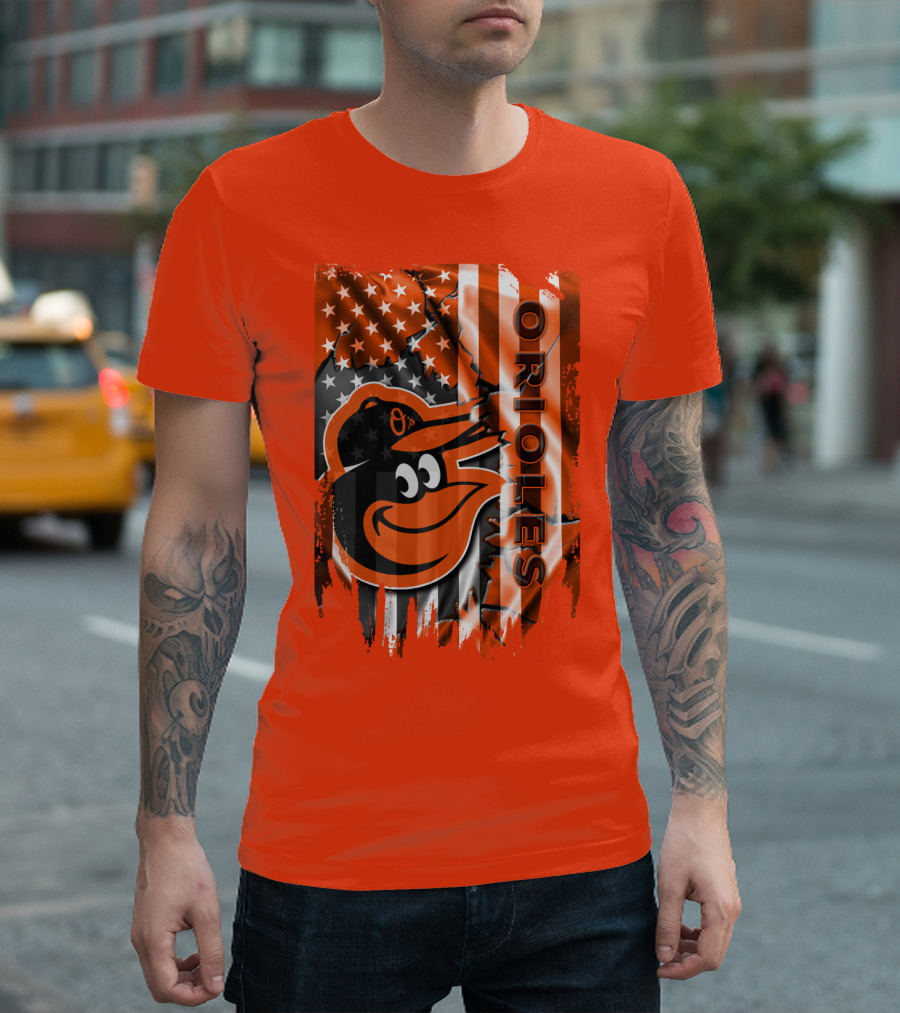 Baltimore Orioles American Flag Bird T-Shirt