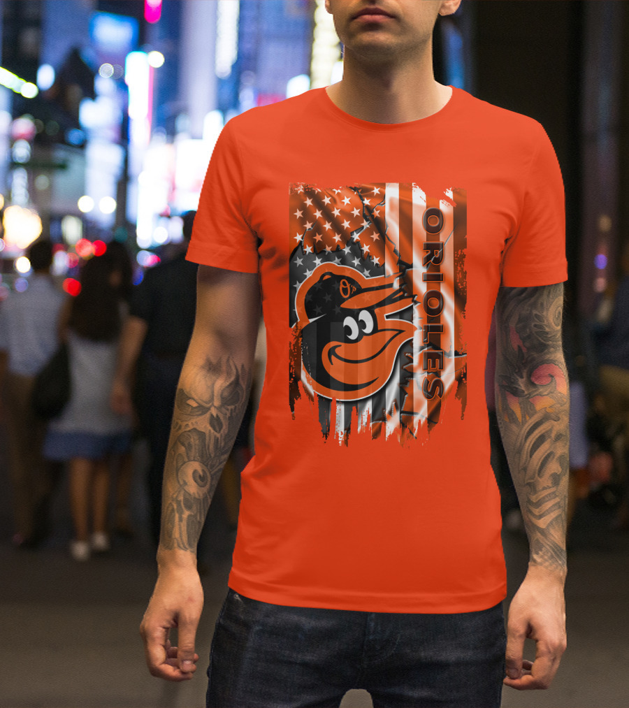 Baltimore Orioles American Flag Bird T-Shirt