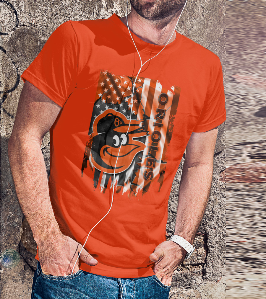 Baltimore Orioles American Flag Bird T-Shirt
