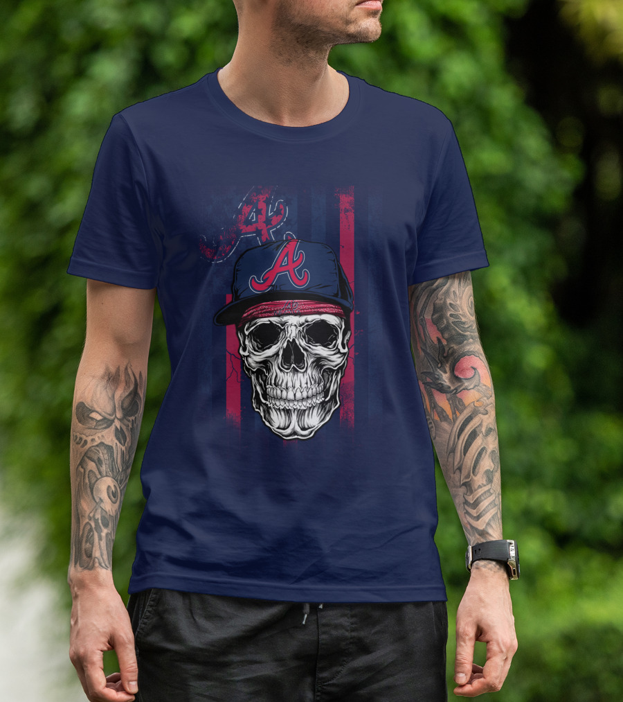 Atlanta Braves Skull With Cap And Team T-Shirt
