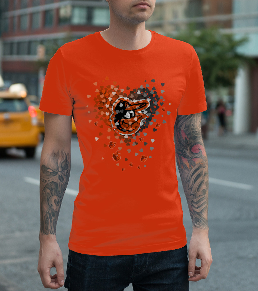 Baltimore Orioles Heart Pattern With Team T-Shirt