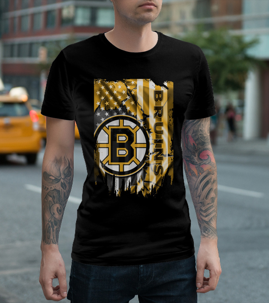 Boston Bruins American Flag Logo Stars And Stripes T-Shirt
