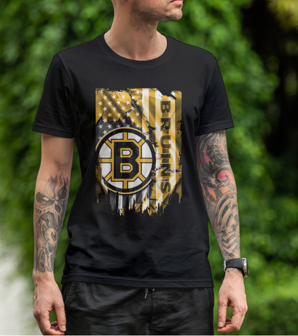 Boston Bruins American Flag Logo Stars And Stripes T-Shirt