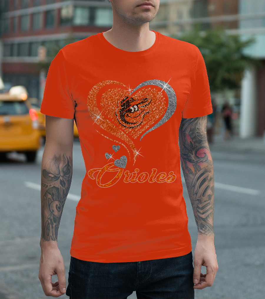 Orioles Heart Sparkle Design Baltimore Orioles T-Shirt