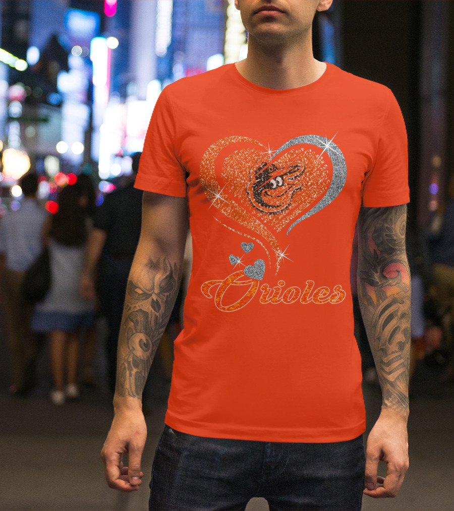 Orioles Heart Sparkle Design Baltimore Orioles T-Shirt