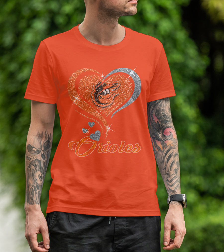 Orioles Heart Sparkle Design Baltimore Orioles T-Shirt