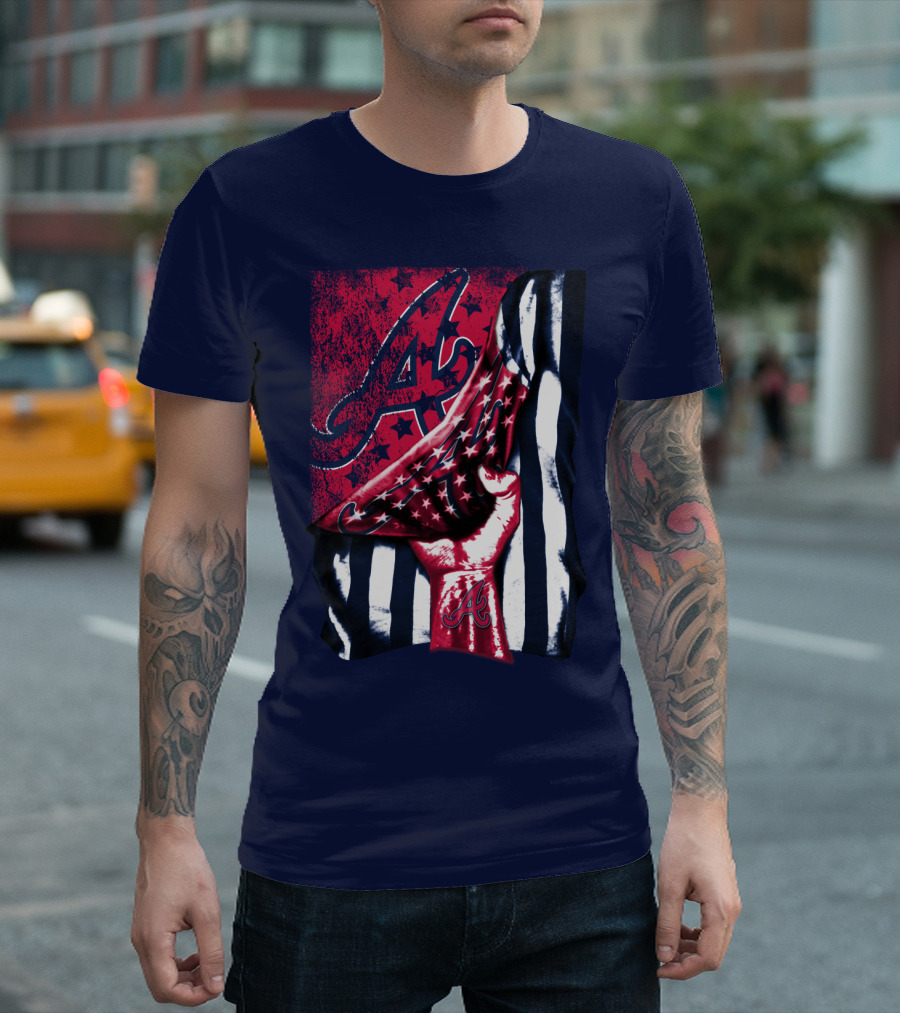 Atlanta Braves A Logo Stars And Stripes Flag T-Shirt
