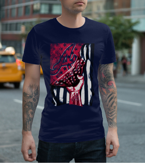 Atlanta Braves A Logo Stars And Stripes Flag T-Shirt