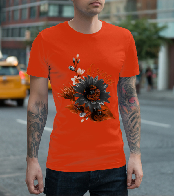 Orioles Sunflower Floral Design Baltimore Orioles T-Shirt