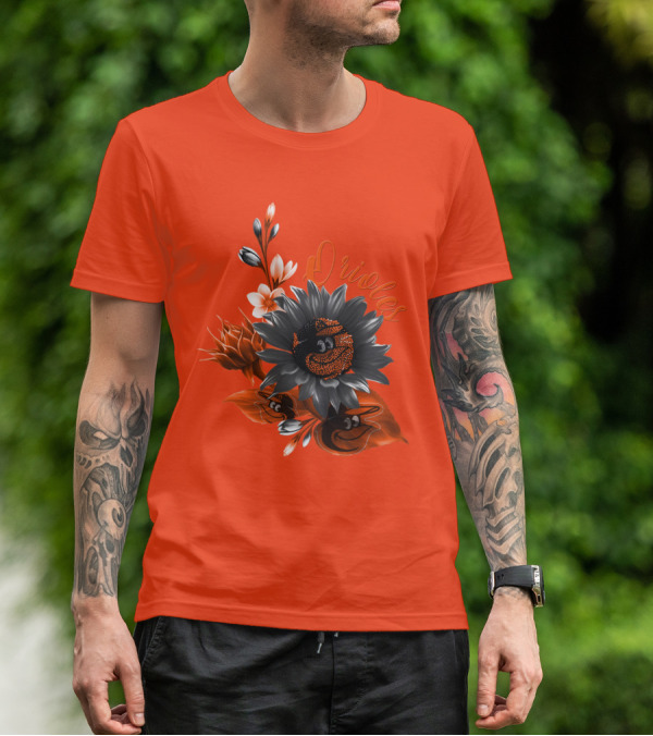 Orioles Sunflower Floral Design Baltimore Orioles T-Shirt