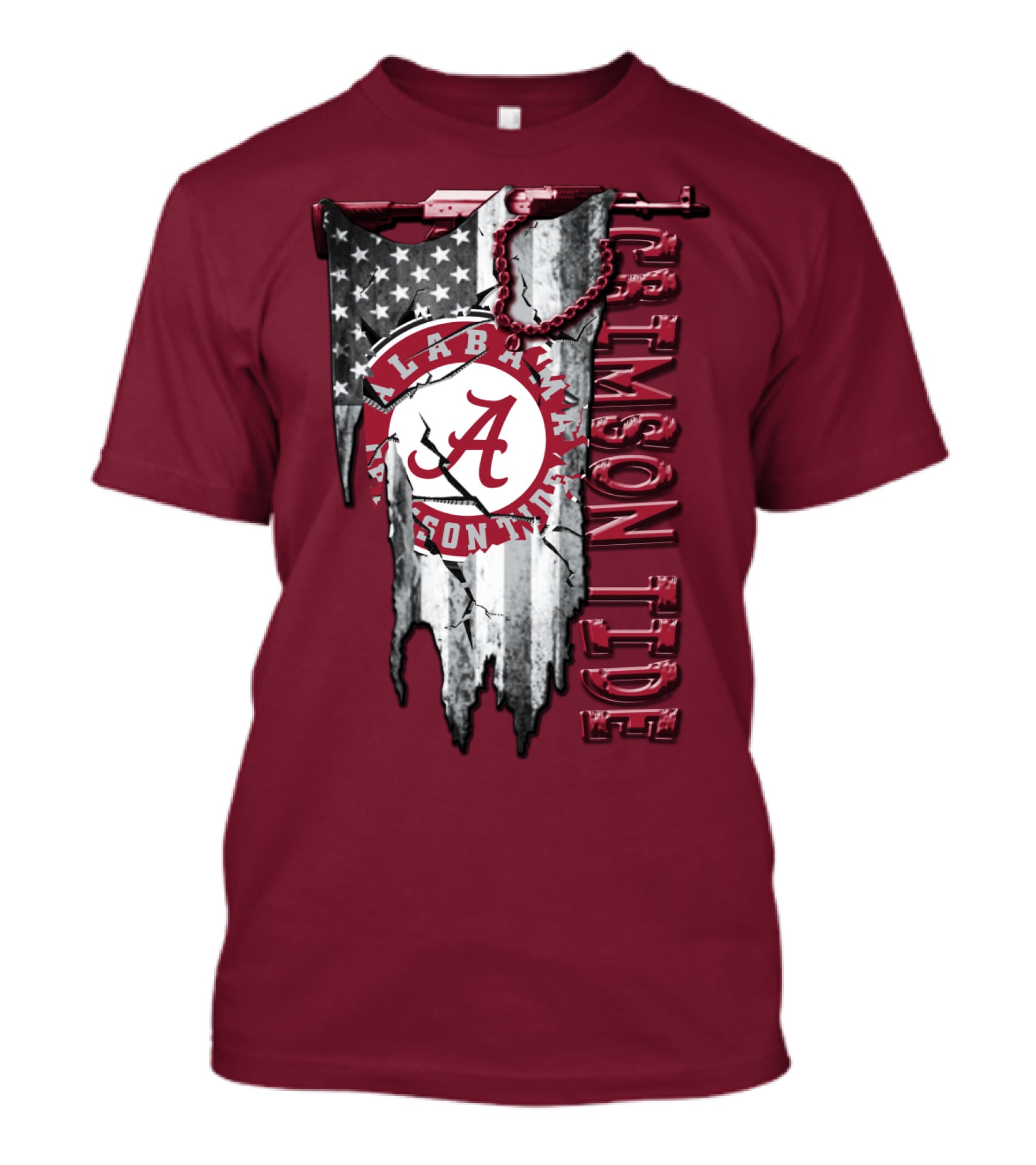 Alabama Crimson Tide American Flag Distressed T-Shirt