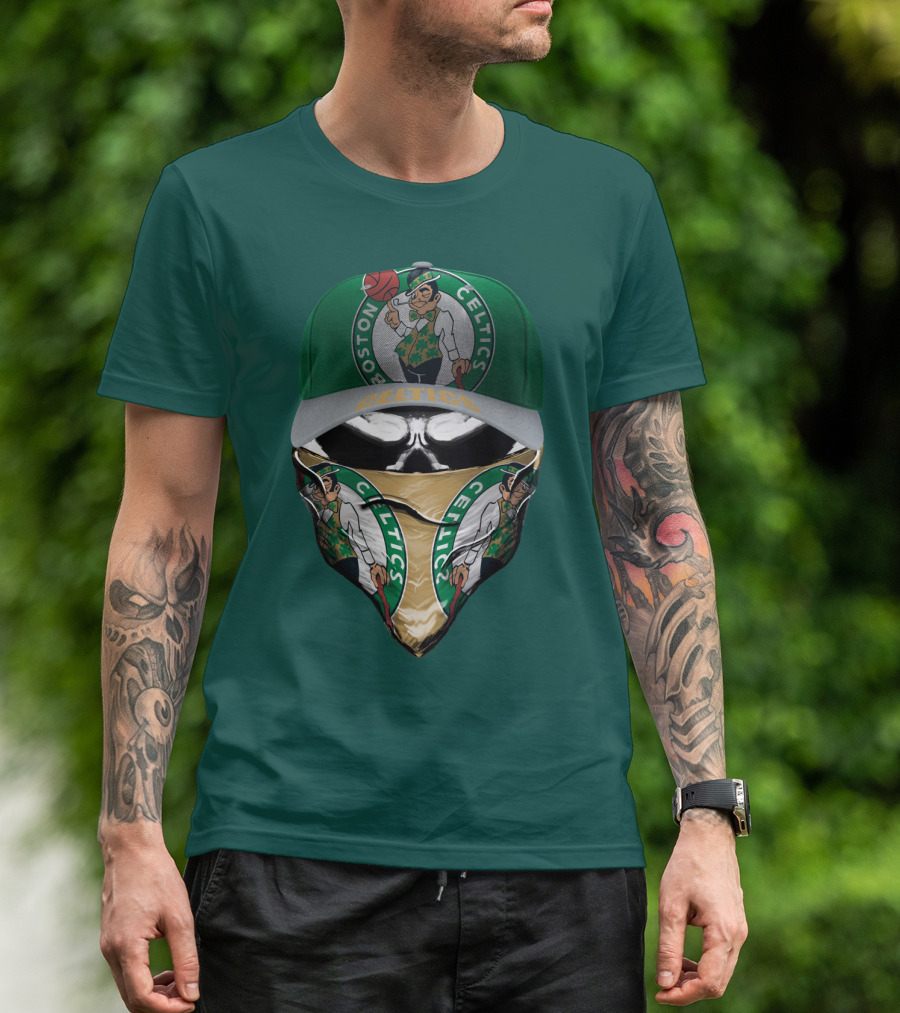 Boston Celtics Lucky The Leprechaun Masked Cap T-Shirt